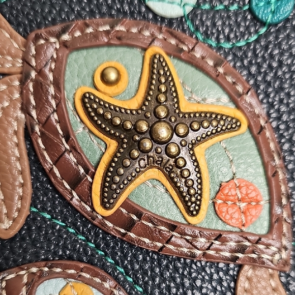 Chala Swimming Turtles with Starfish Crossbody Vegan Leather Bag - Picture 3 of 13